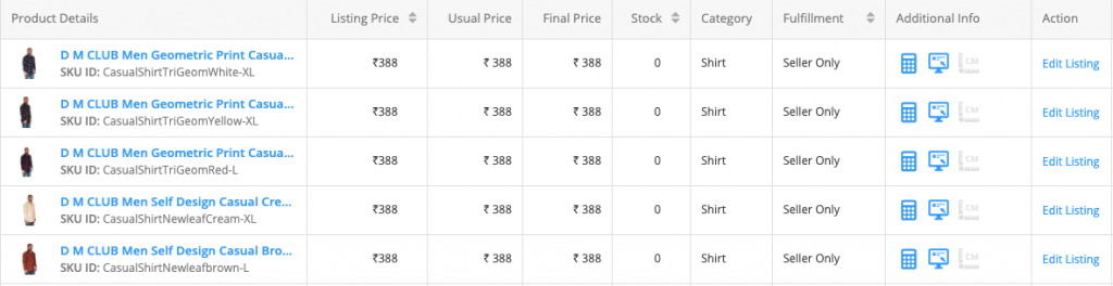 Flipkart listings