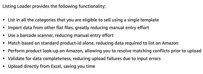Features of Amazon Listing Loader