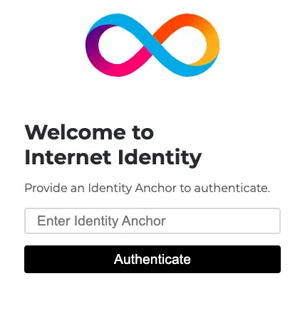 Internet computer ICP identity login