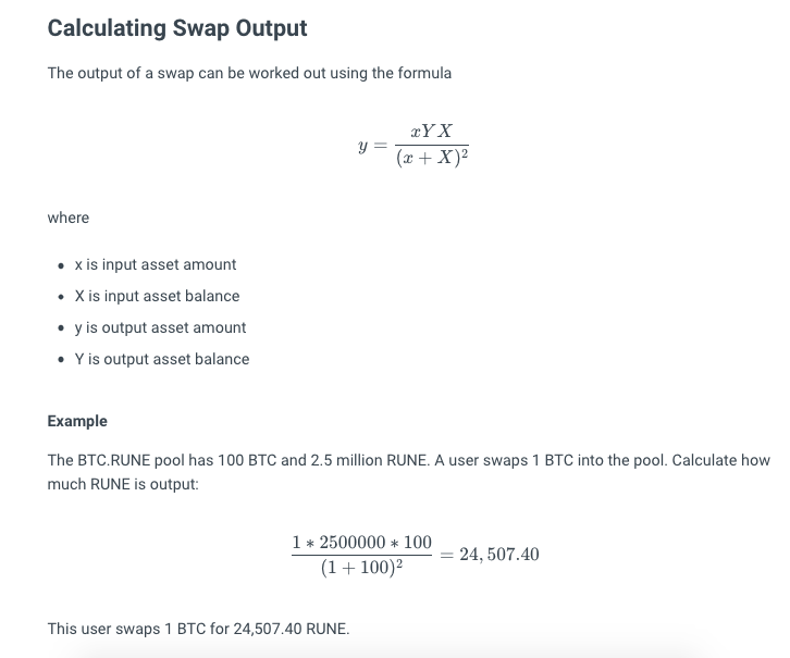 Thorchain Swap output