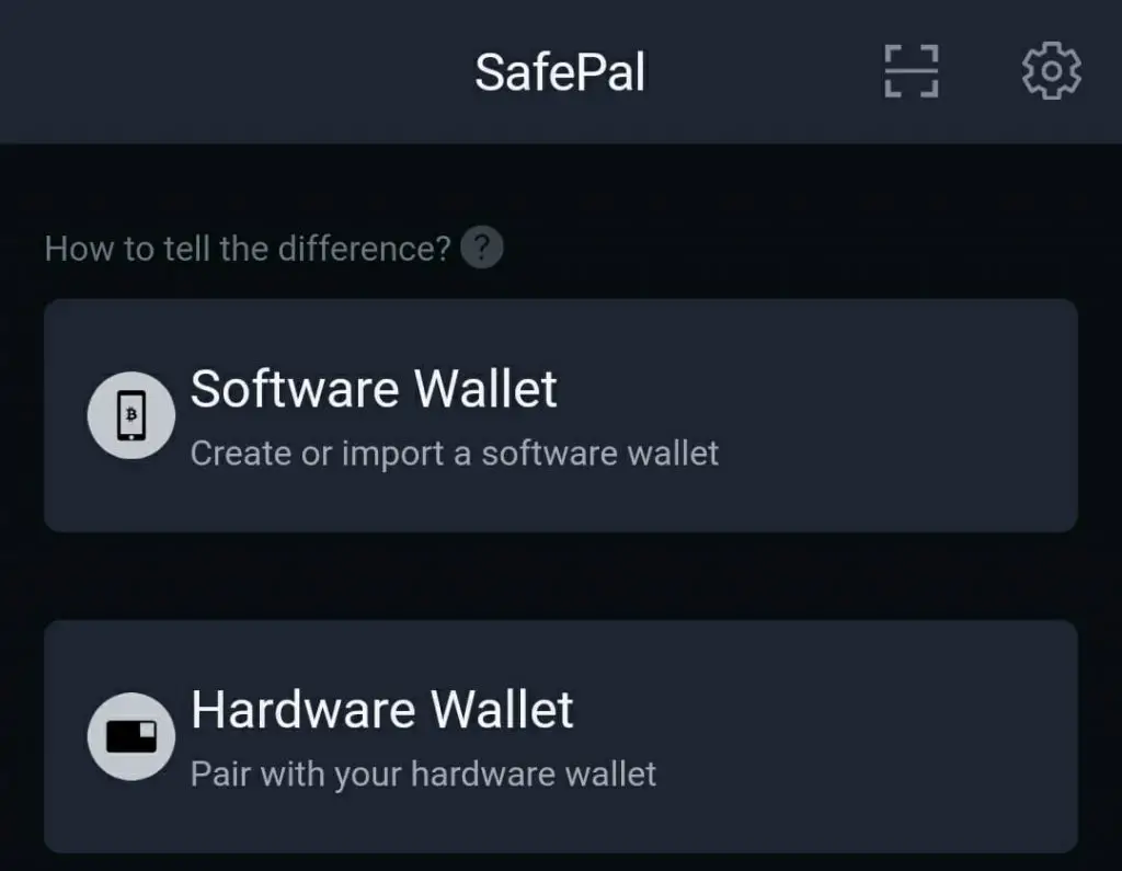 Safepal wallet options