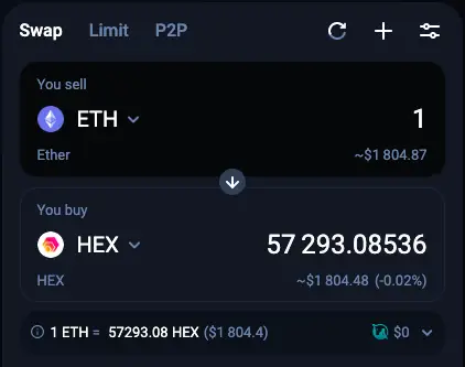 buying hex tokens from 1inch dex aggregators for best price